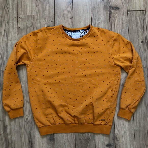 Denim & Flower Other - Men’s Denim & Flower Ricky Singh Yellow Mustard Birds Pullover sweatshirt size M